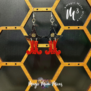 magic moon micas the cracked cauldron acrylic glitter bat earrings