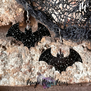 magic moon micas the cracked cauldron acrylic glitter bat earrings