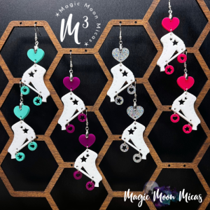 magic moon micas the cracked cauldron acrylic glitter roller skates earrings